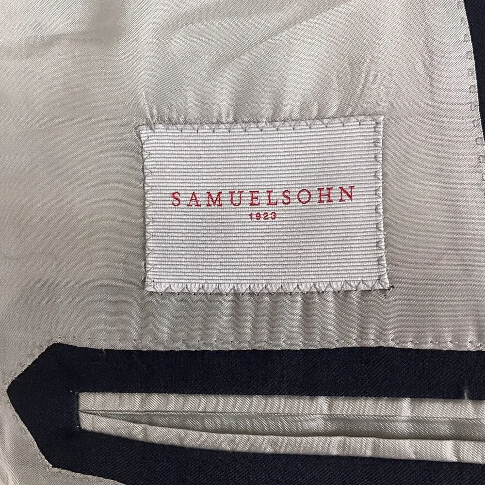 Samuelsohn Blazer Men 46R Blue‎ Surgeon Cuffs Colombo Icewool 150s Italy
